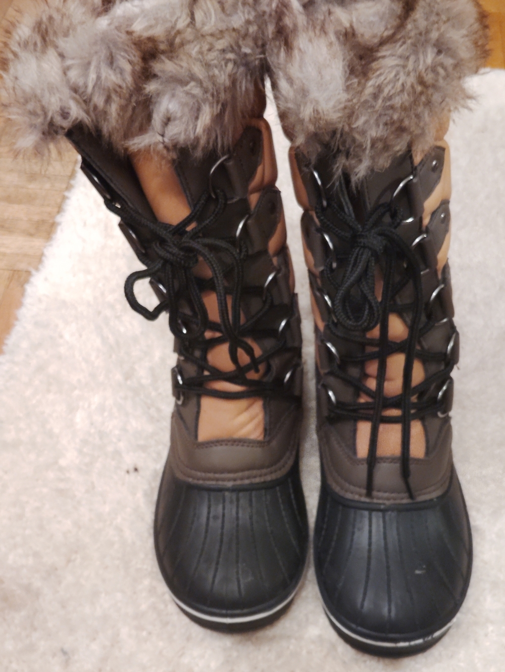 Arctix Brown and Black Faux-Fur Lace-Up Winter Boots